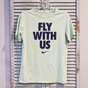 NIKE DRI-FIT FLY WITH US T-SHIRT Youth XL/Women S/M Pistachio Green Athletic Cut
